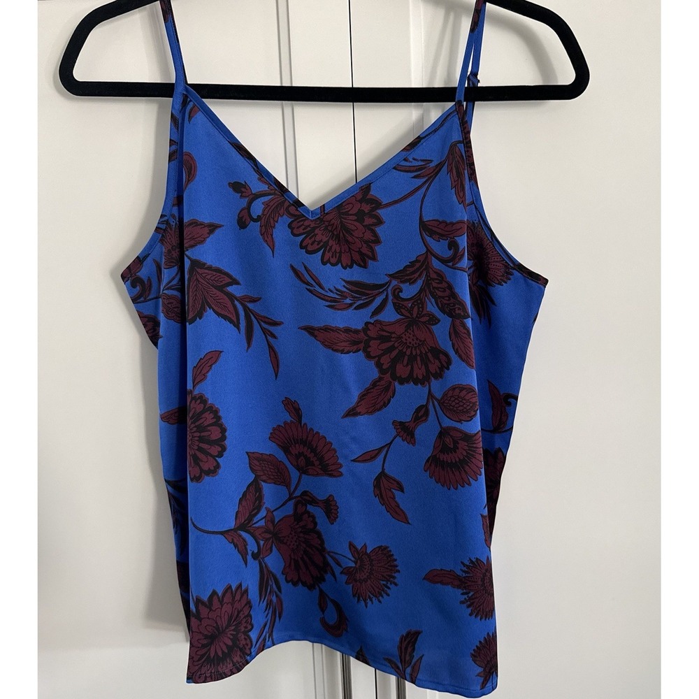 Ann Taylor Royal Blue Floral Camisole Medium Feminine Sexy Romantic Classic Chic